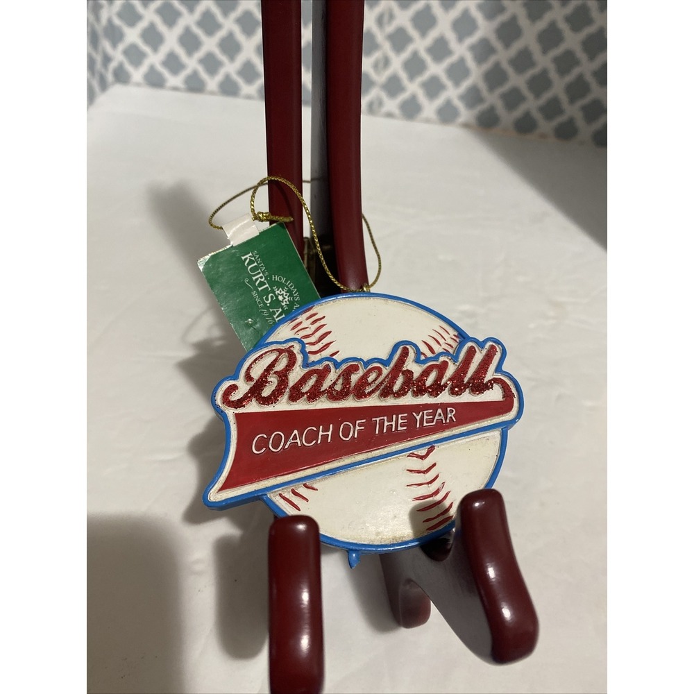 Kurt Adler Christmas Ornament Baseball "Coach Of The Year‎ " W/Tags